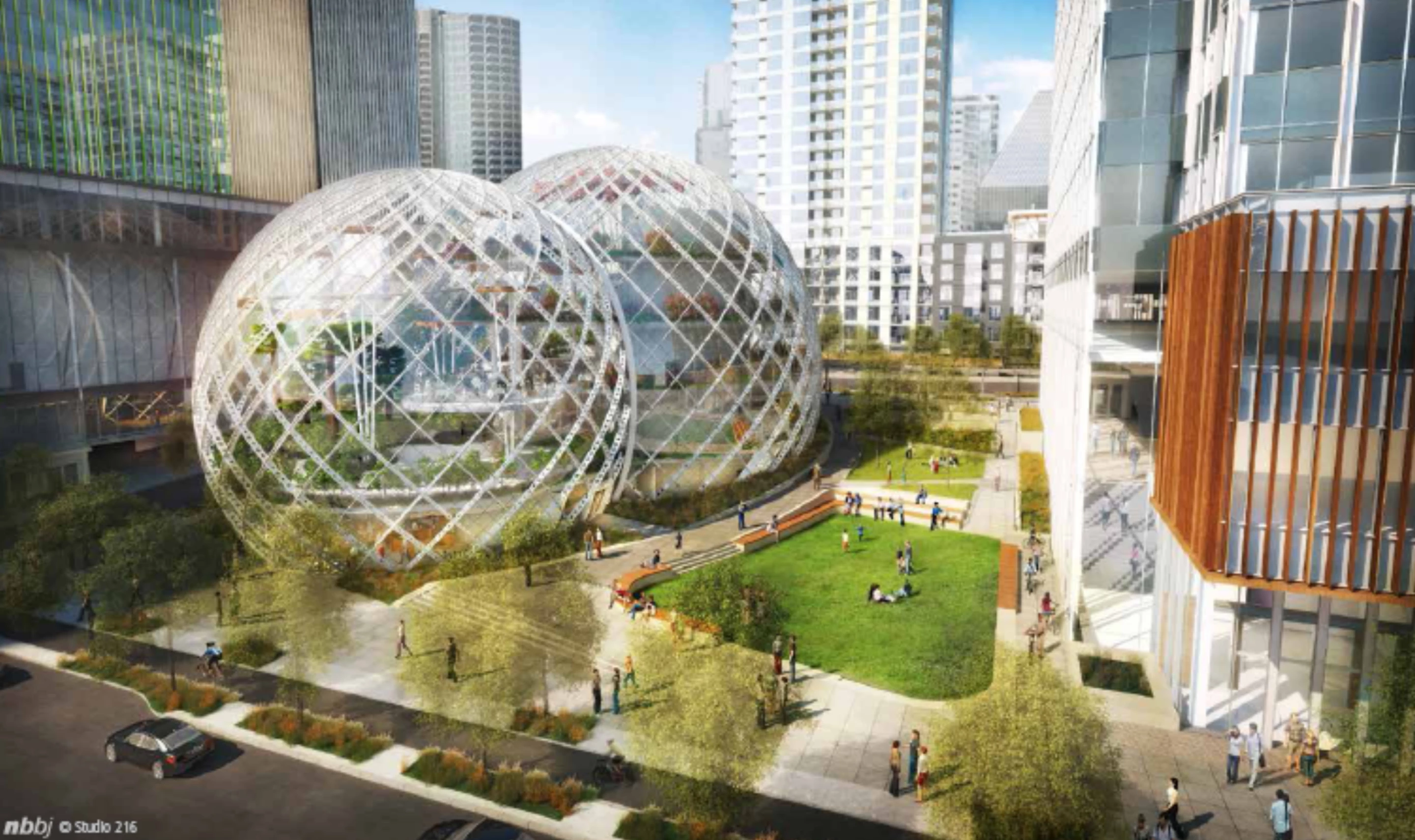 Amazon plans intersecting biospheres for Seattle campus